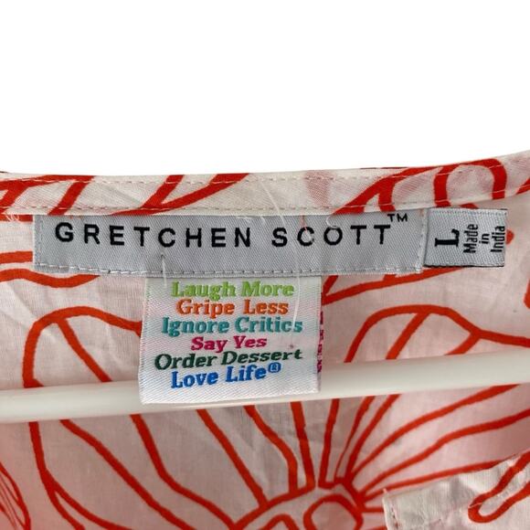 Gretchen Scott Designs Tunic Flower Power NWTs size Large Orange White - Picture 2 of 8